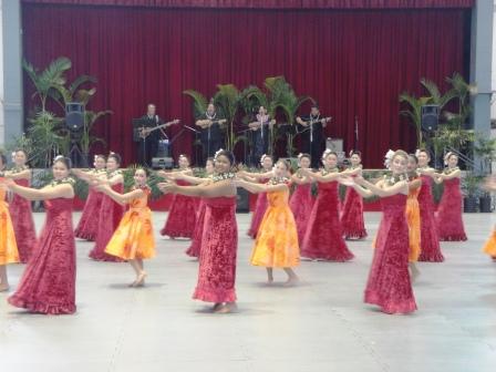 Colorful Hula dancers